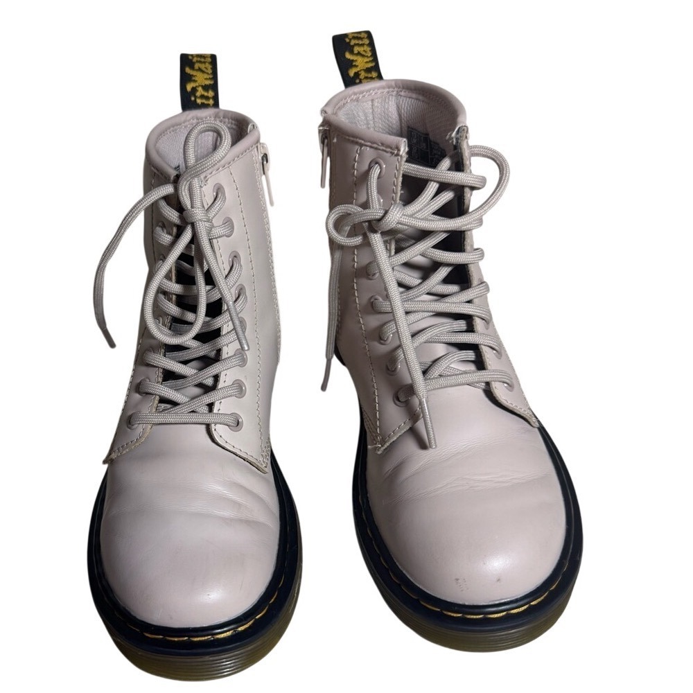Dr. Martens Delaney Pale Pink Leather Lace‎ Up Side Zip Boots Kids US 1